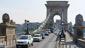 traffic Jam on Chain Bridge, hungary, Budapest