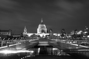 distant view of st paul's cathedral in london at night