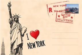 statue of liberty on a vintage card