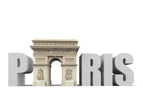 Arc de Triomphe in Paris on a white background as 3d illustration