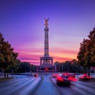 pink twilight over sights of berlin