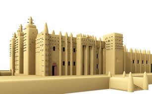 Djenne Mosque on a white background