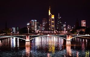 cityscape of night Frankfurt in Germany