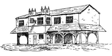 historical Building of Market, drawing, uk, england, Aylesbury