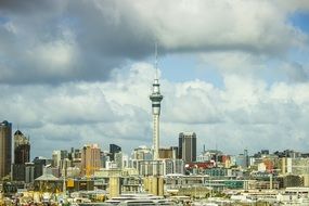 city under fluffy clouds, new zealand, auckland