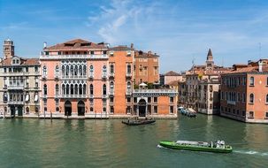 house with red walls on the Grand Canal in Venice