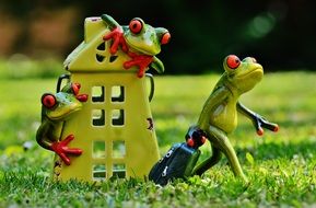 Frog with a suitcase left home