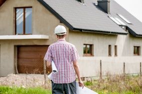 engineer in front of the building
