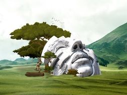 Monument face drawing