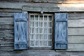 vintage old window with wooden shutters