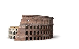 part of the wall of the Colosseum on a white background