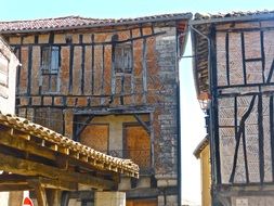 half-timbered facade of old houses