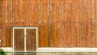 wooden wall with a small door