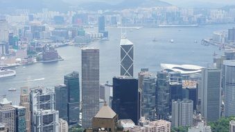 panorama view from a helicopter of Hong Kong