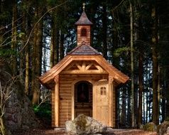 wooden chapel in a forest