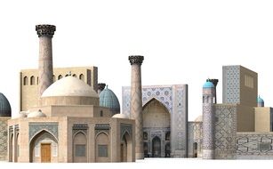 Palace on Registan Square in Uzbekistan how rendering