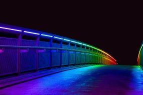 bridge in night rainbow lighting