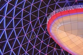 colorful illuminated glass dome on Victoria Square, uk, Northern ireland, Belfast