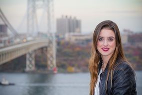 photo of a girl on the background of new York