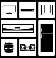 set of home Electronic icons, black and white