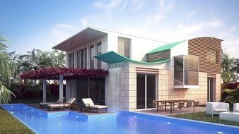 architectural model of a modern villa with a pool