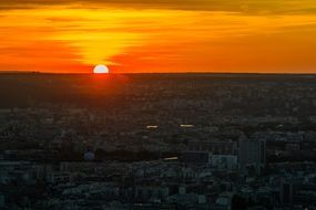 panorama of Paris at sunset