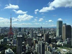 view of the city with skyscrapers