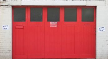 red double garage doors