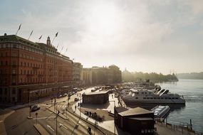 panorama of the grand hotel on the embankment of stockholm