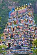 religion hindu temple painted with lots of colors, seychelles