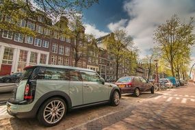 cars on the streets of amsterdam in autumn