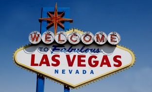 las vegas sign on blue sky background