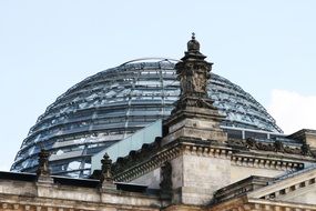 historical Bundestag Building glass dome at sky in germany, Berlin