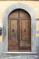 natural stone portal above the front door