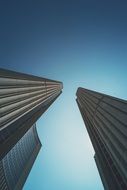 tall skyscrapers in the blue sky