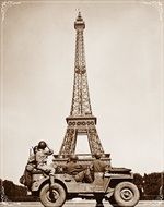 soldiers by car near the eiffel tower