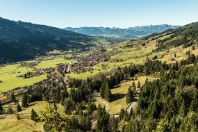 panorama of a mountain village in bavaria