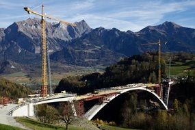 panoramic view of the bridge over the gorge