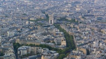 aerial view of arc de triomphe