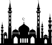 God Islam Mosque silhouette drawing