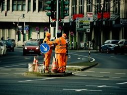 road construction Workers on the road