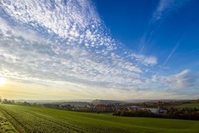 incredible landscape of a green field in germany