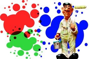 cartoon painter and colorful spots