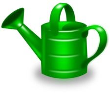 green shiny watering can drawing