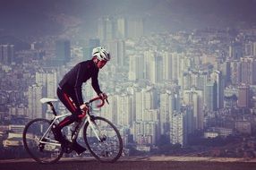 City landscape and Biker