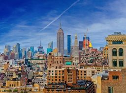 panorama of skyscrapers, towers and houses in downtown in New York