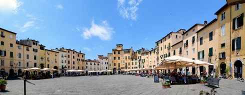 panorama of the central square in Lucca, Italy