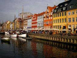 houses with facades of different colors near the river in copenhagen