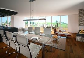 a dining table in a restaurant