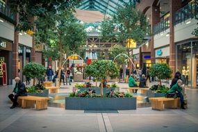 trendy modern shopping center inside